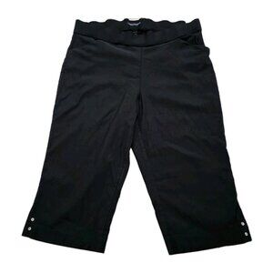 Counterparts Capri Pants Women 2X Black Pull On Elastic Waist Slits Studs Mature